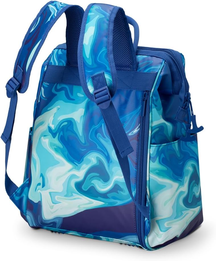 [Color] waterproof insulated cooler backpack with adjustable straps, shown holding 24 cans for beach and outdoor adventures — view 3