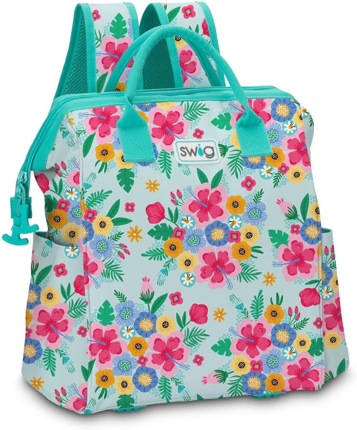 [Color] waterproof insulated cooler backpack with adjustable straps, shown holding 24 cans for beach and outdoor adventures — view 4