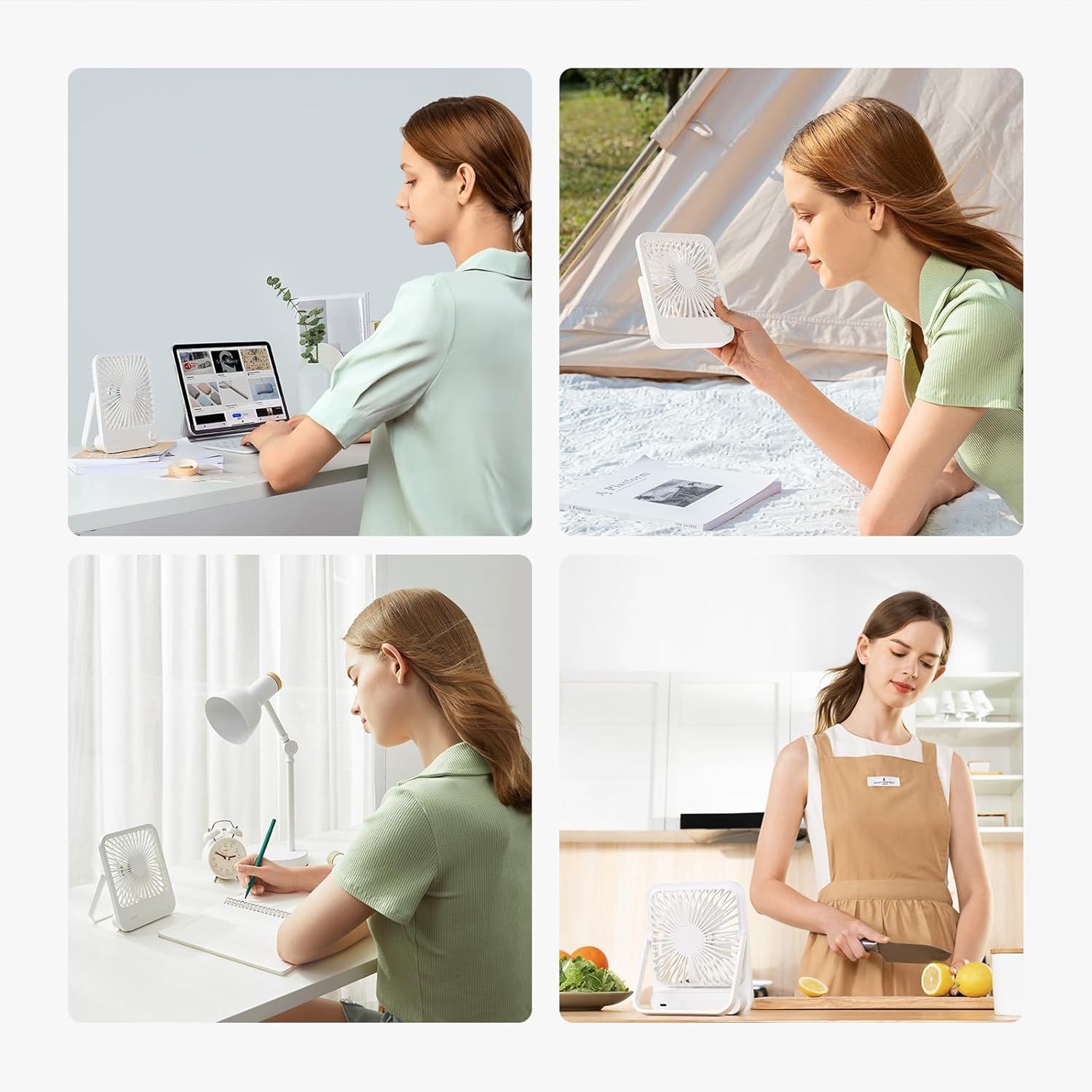 Compact rechargeable portable fan in [color] with 180-degree foldable design and adjustable speed settings — view 5
