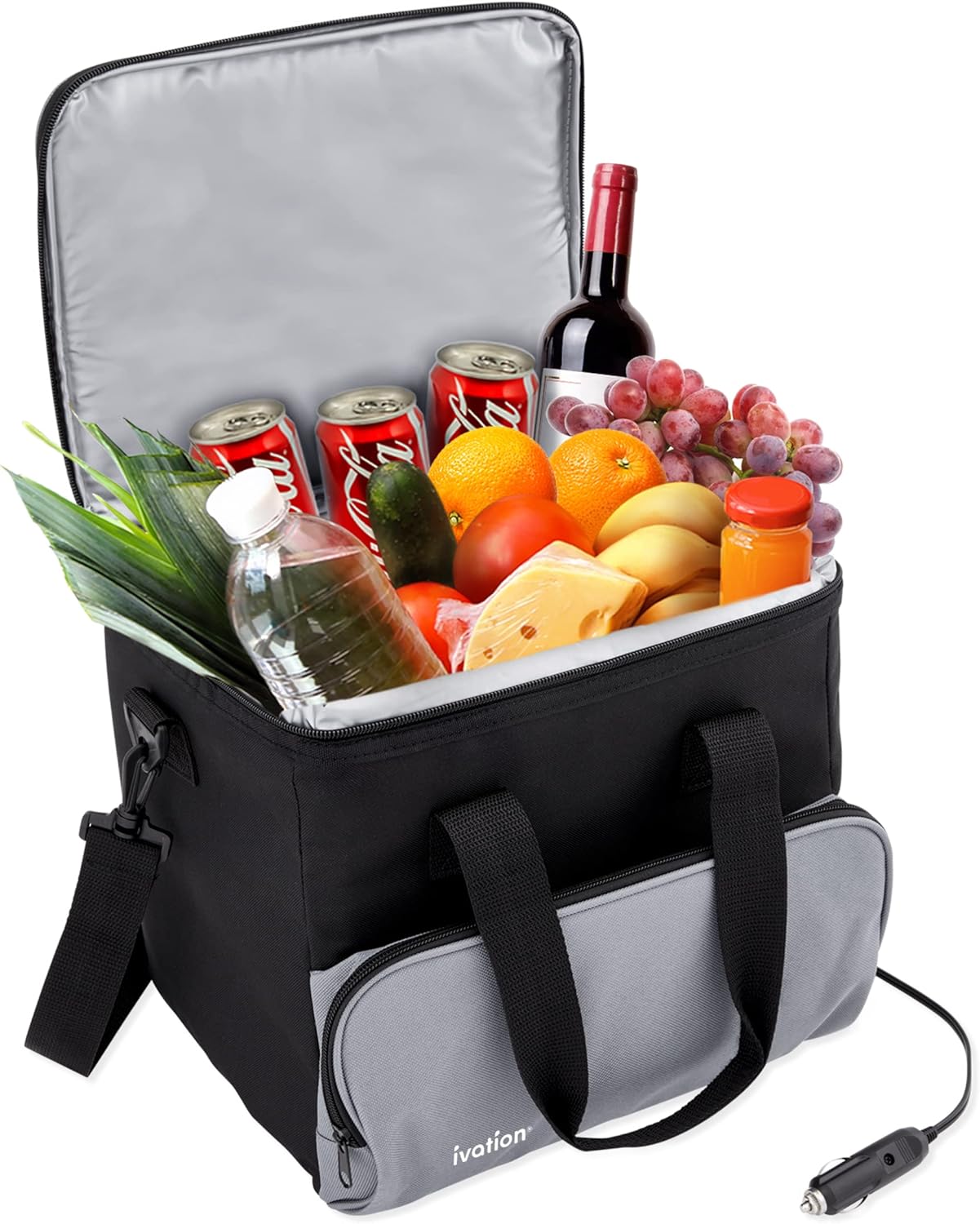 Soft-sided [color] portable electric cooler bag with thermoelectric cooling and 12V car plug — view 1