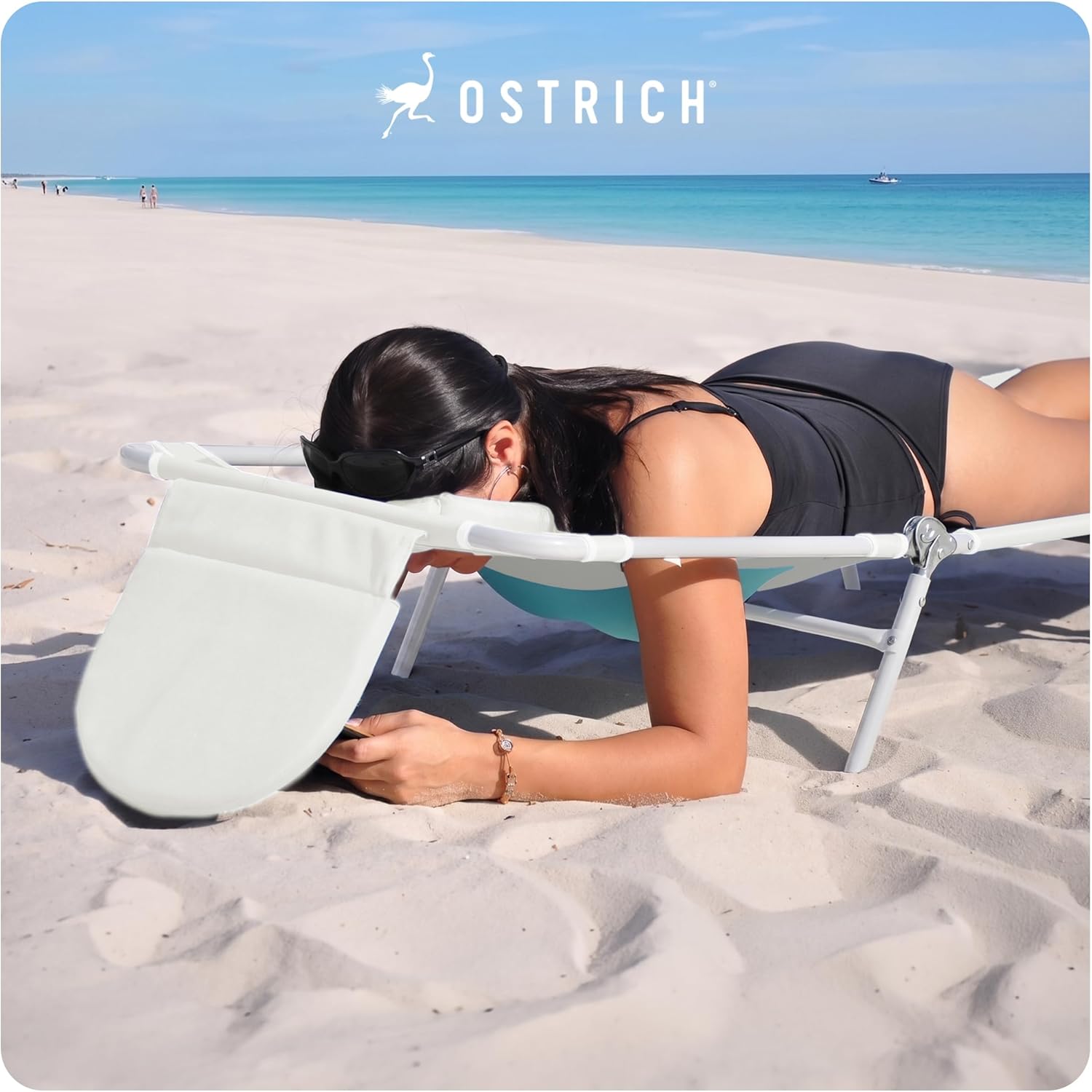 [Color] foldable beach lounger with chest support feature, portable design for pool and outdoor use — view 2