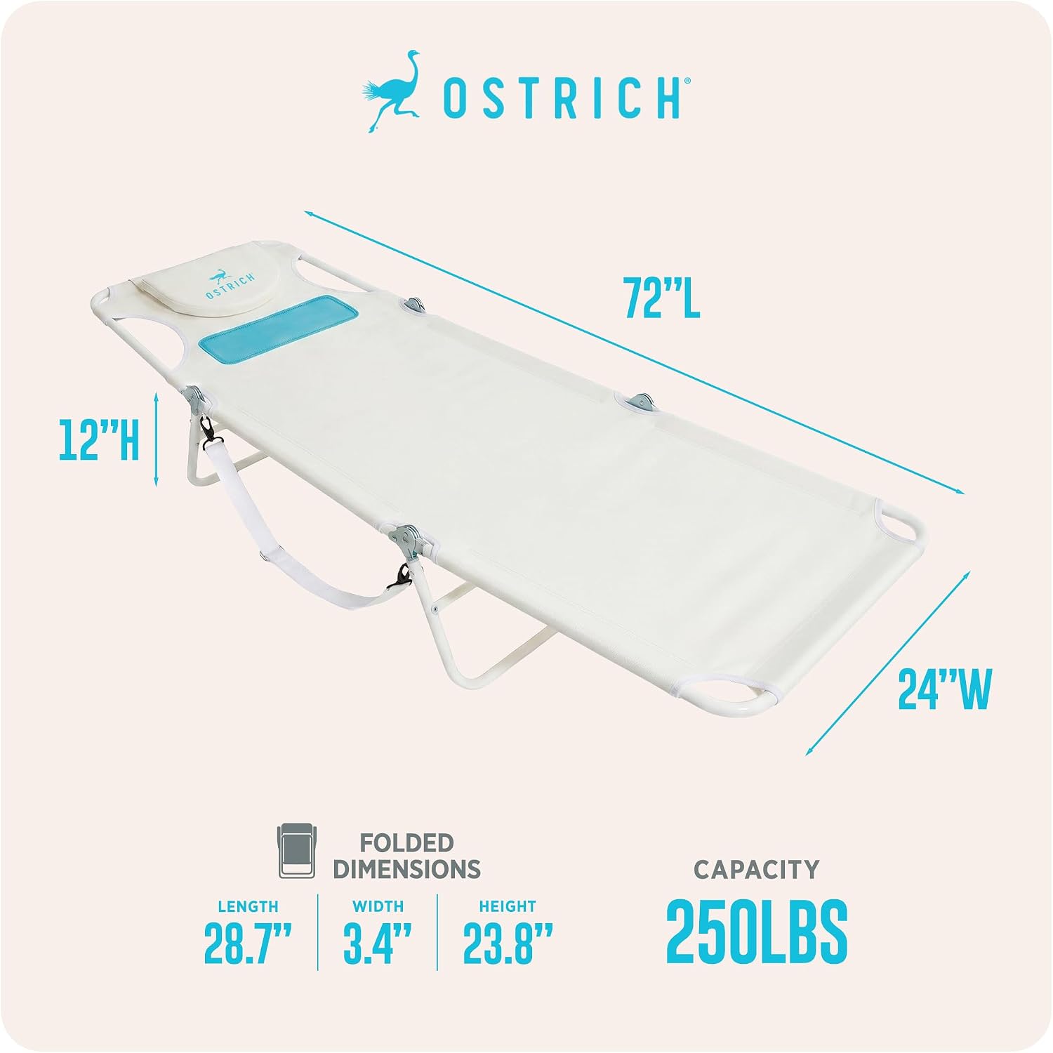 [Color] foldable beach lounger with chest support feature, portable design for pool and outdoor use — view 3