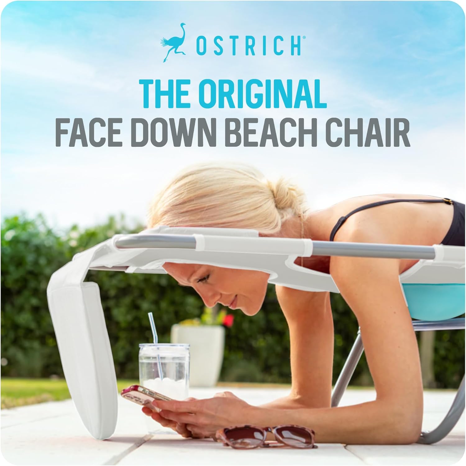 [Color] foldable beach lounger with chest support feature, portable design for pool and outdoor use — view 2