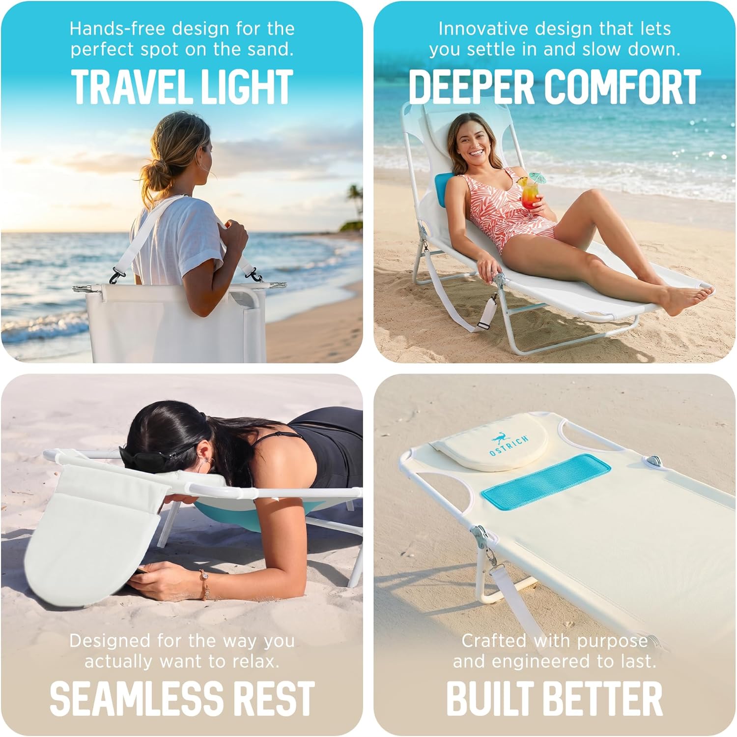 [Color] foldable beach lounger with chest support feature, portable design for pool and outdoor use — view 5