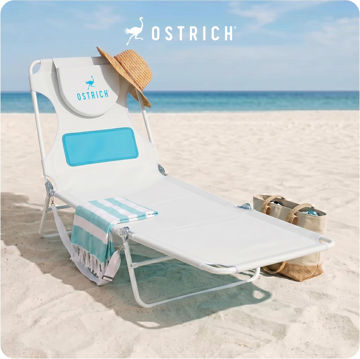 [Color] foldable beach lounger with chest support feature, portable design for pool and outdoor use — view 6