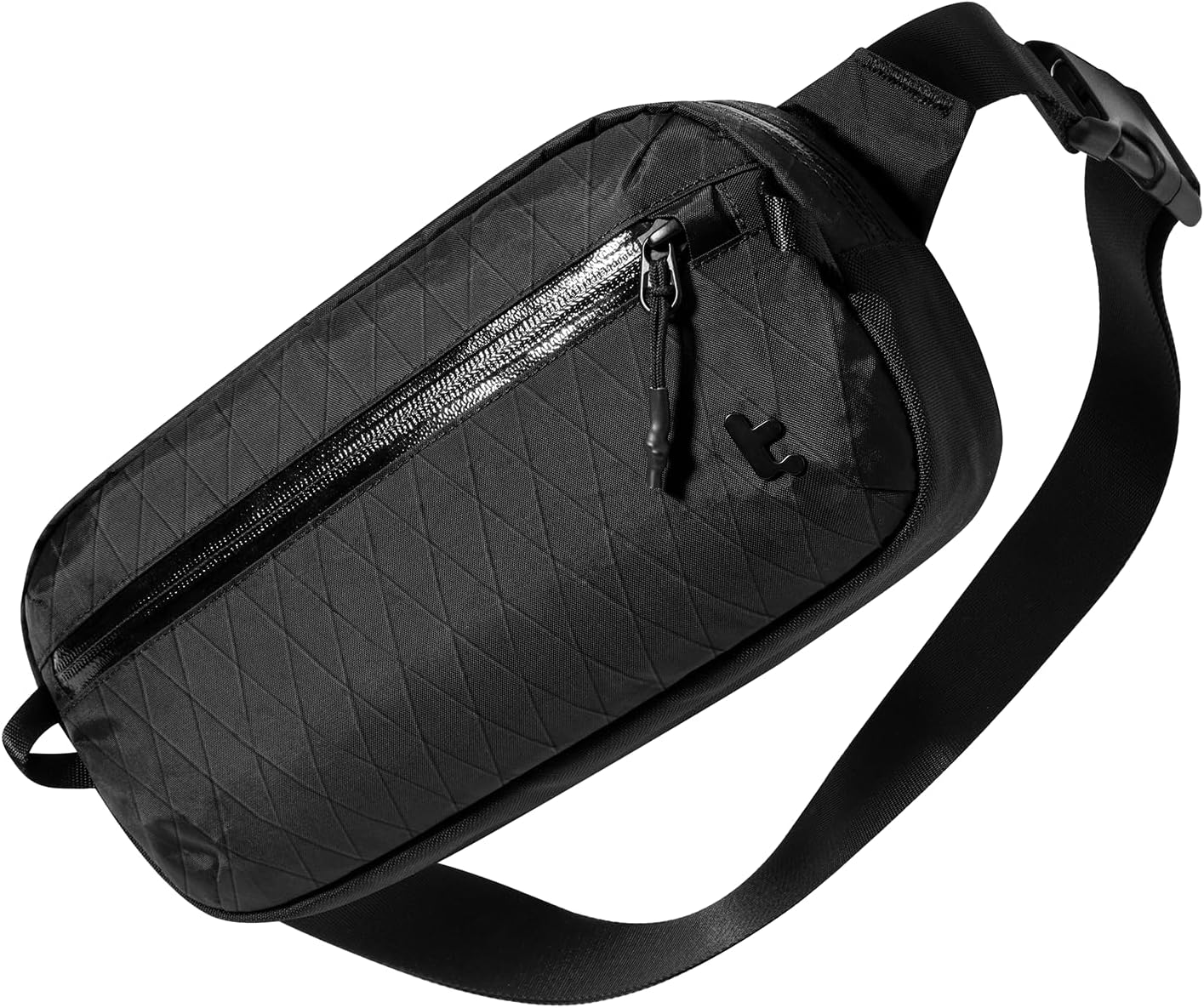 [Color] X-Pac sling bag with RFID-blocking pocket, shown as crossbody worn by [gender], minimalist chest pack for travel — view 1