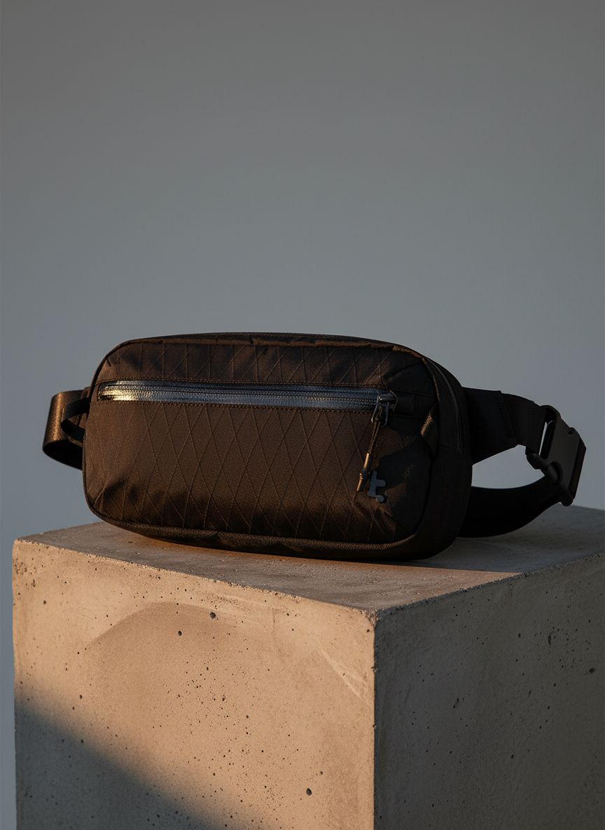 [Color] X-Pac sling bag with RFID-blocking pocket, shown as crossbody worn by [gender], minimalist chest pack for travel — view 1