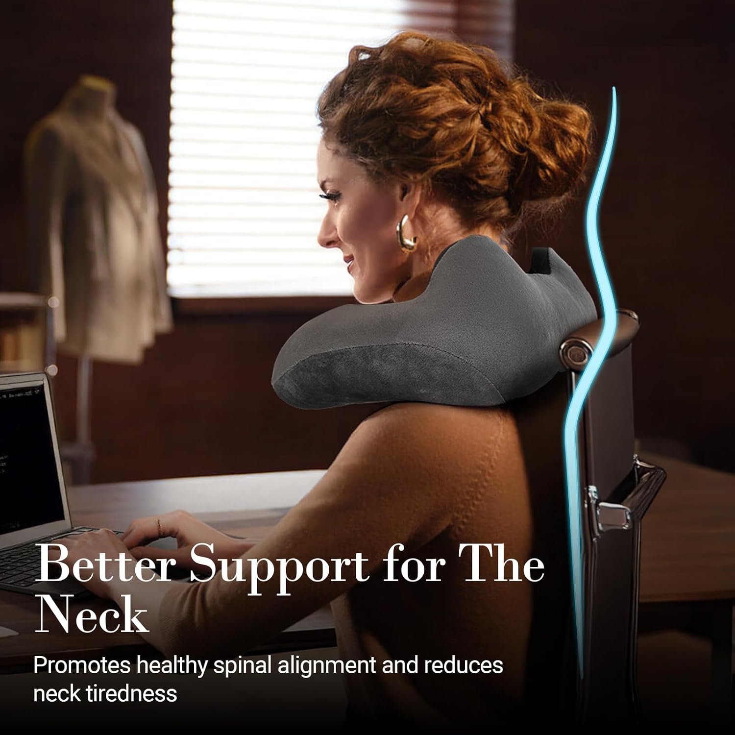 [Color] heated shiatsu neck massager pillow with memory foam, shown in compact portable form for travel use — view 4