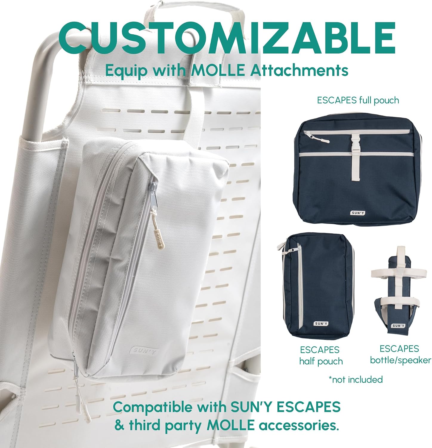 [Color] beach chair backpack with waterproof material and MOLLE attachment points, shown in compact lightweight design — view 2