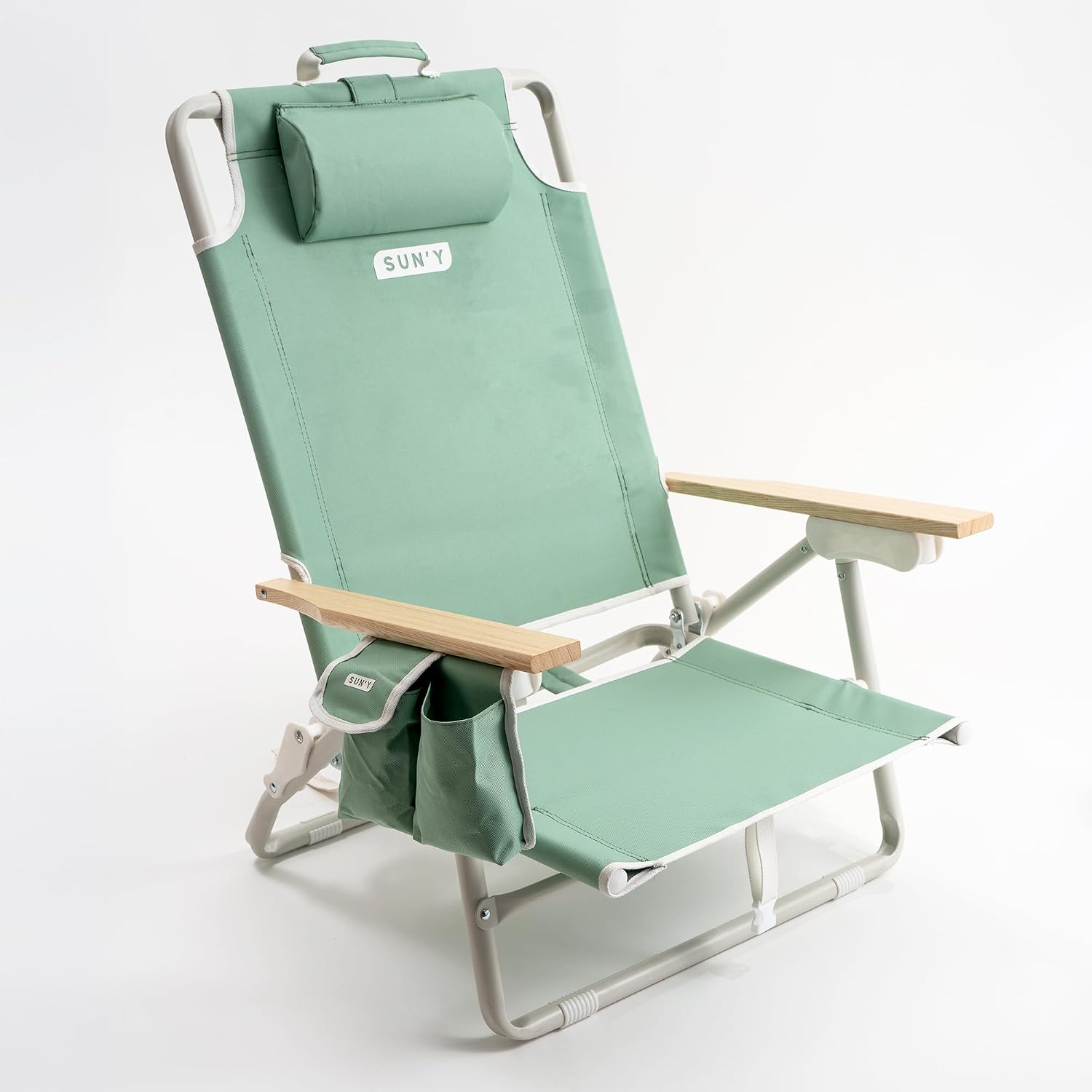 [Color] beach chair backpack with waterproof material and MOLLE attachment points, shown in compact lightweight design — view 5a