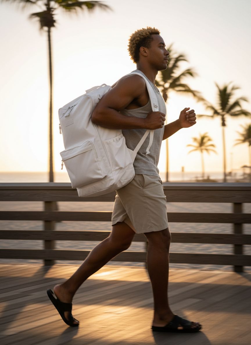 [Color] beach chair backpack with waterproof material and MOLLE attachment points, shown in compact lightweight design — view 3a