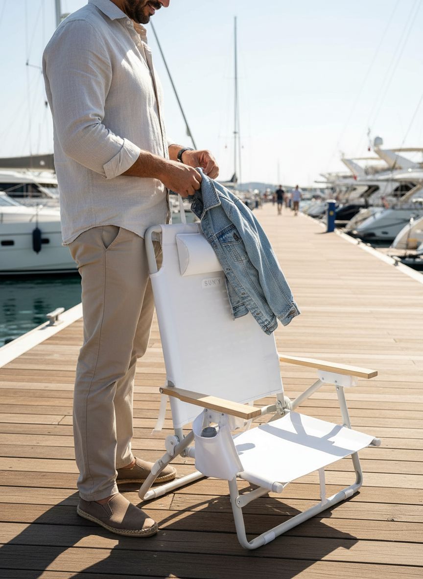[Color] beach chair backpack with waterproof material and MOLLE attachment points, shown in compact lightweight design — view 6