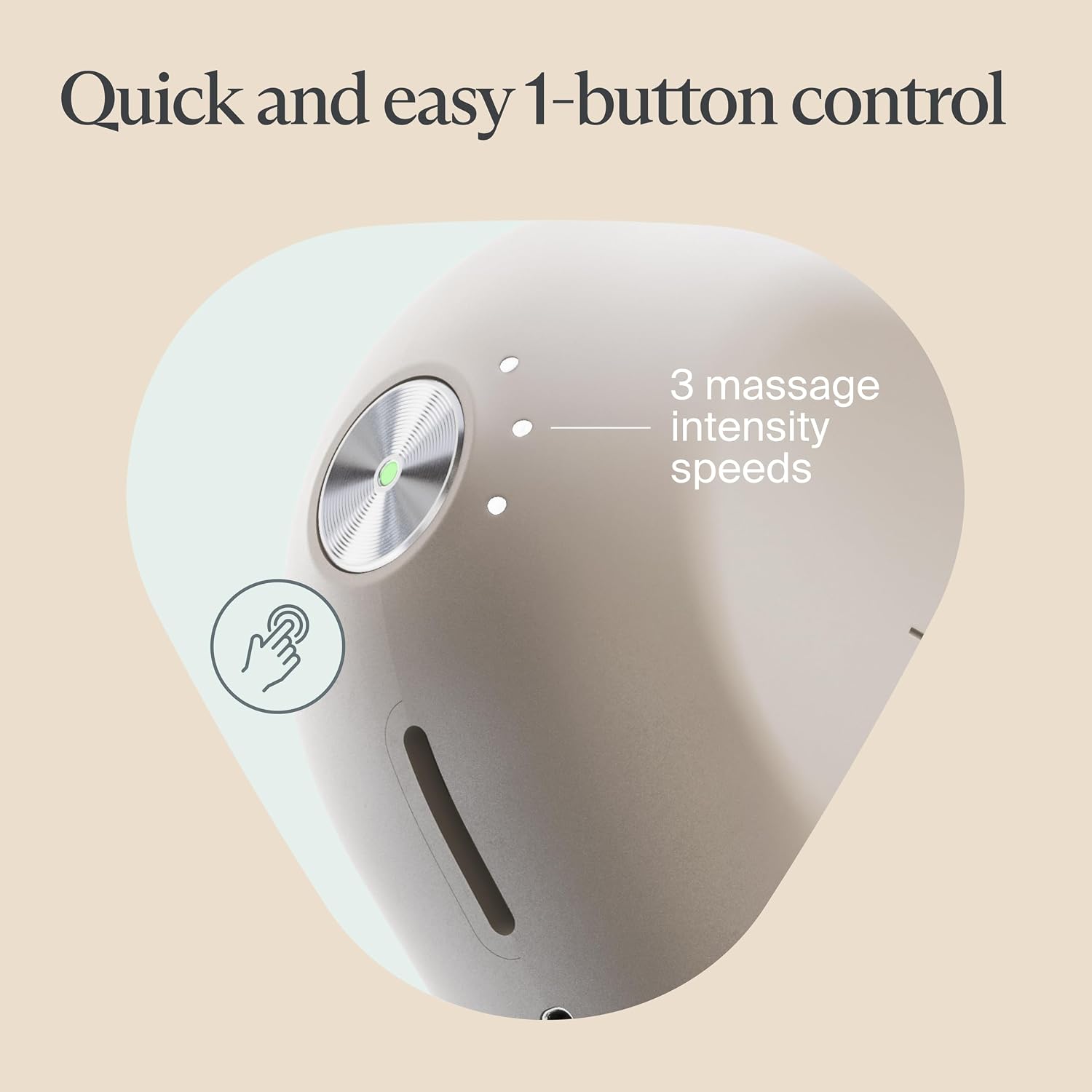 [Color] compact portable massage gun with aluminum body and silicone grip, displayed on travel luggage — view 3
