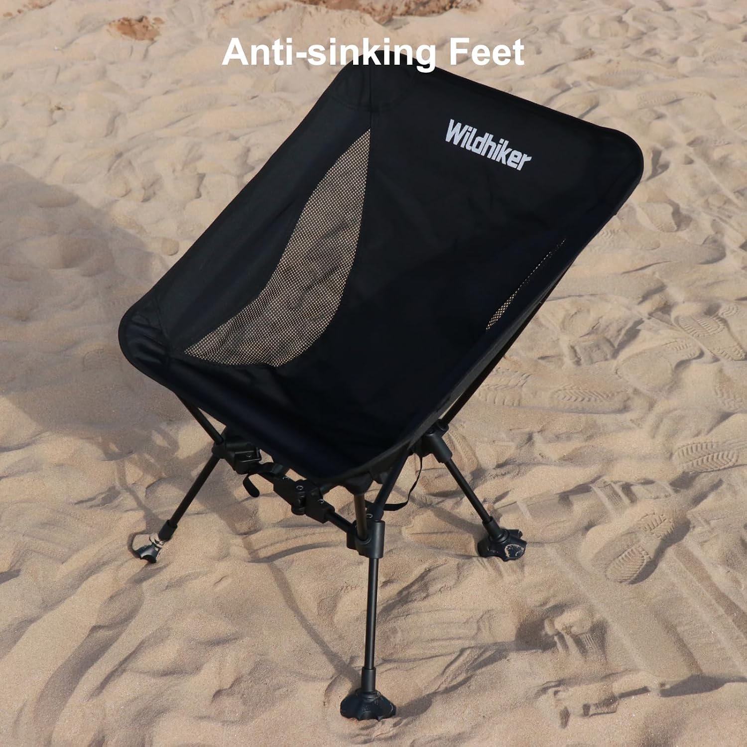 Ultralight camping chair in [color] aluminum frame with polyester fabric, featuring anti-sinking feet and carrying pouch — view 3