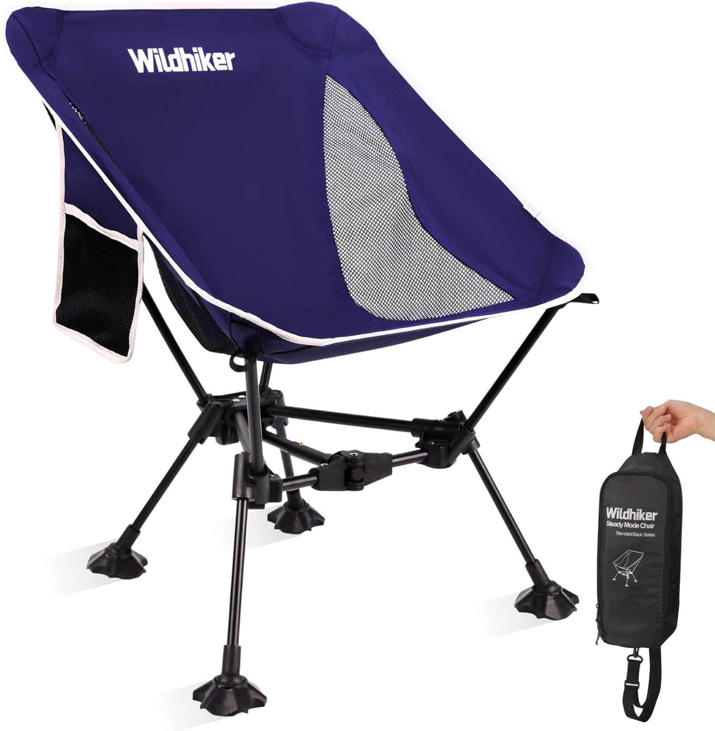 Ultralight camping chair in [color] aluminum frame with polyester fabric, featuring anti-sinking feet and carrying pouch — view 5
