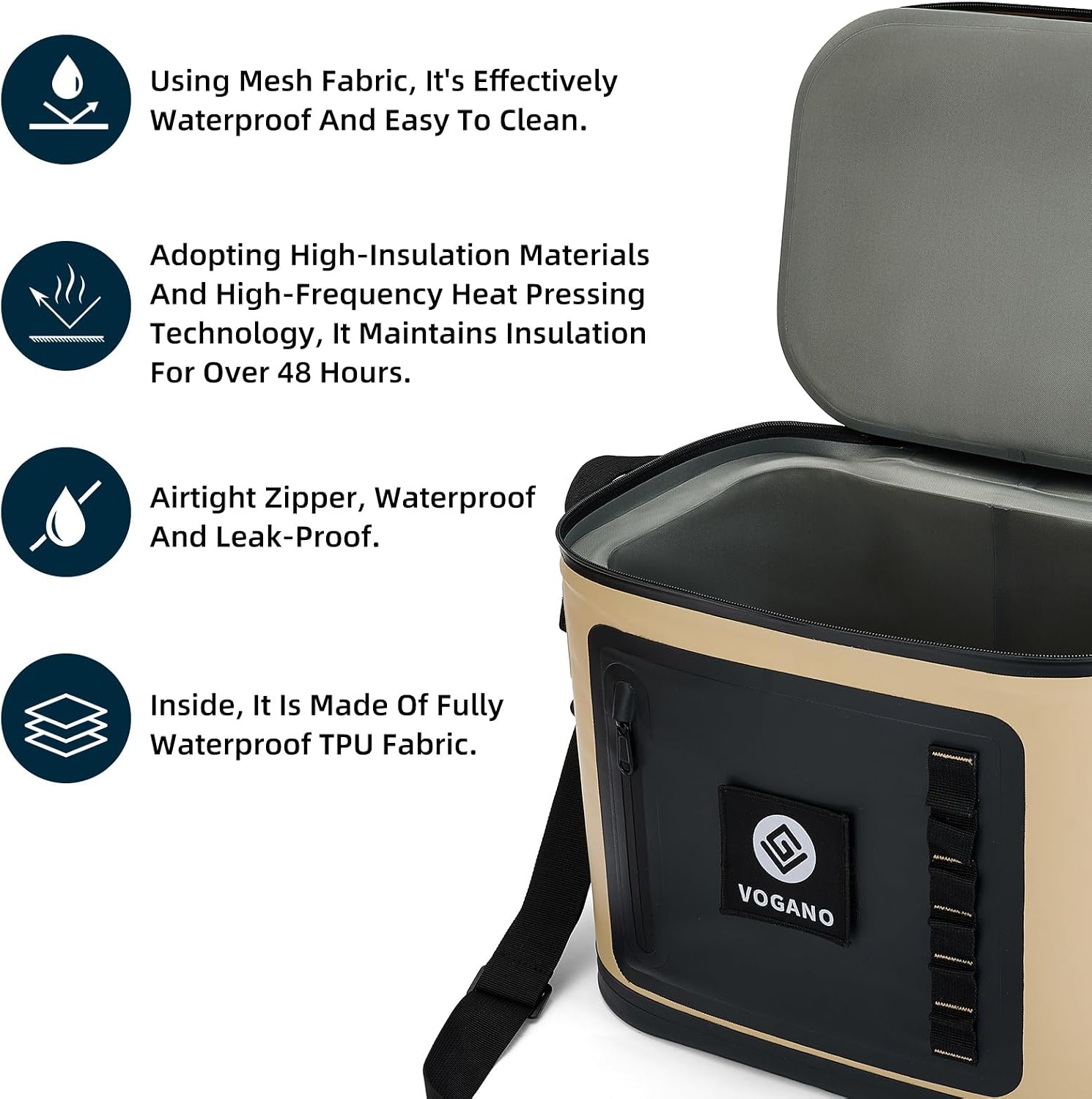 {color} 40-can soft cooler bag with roll-top waterproof seal and insulated nylon construction โ view 3