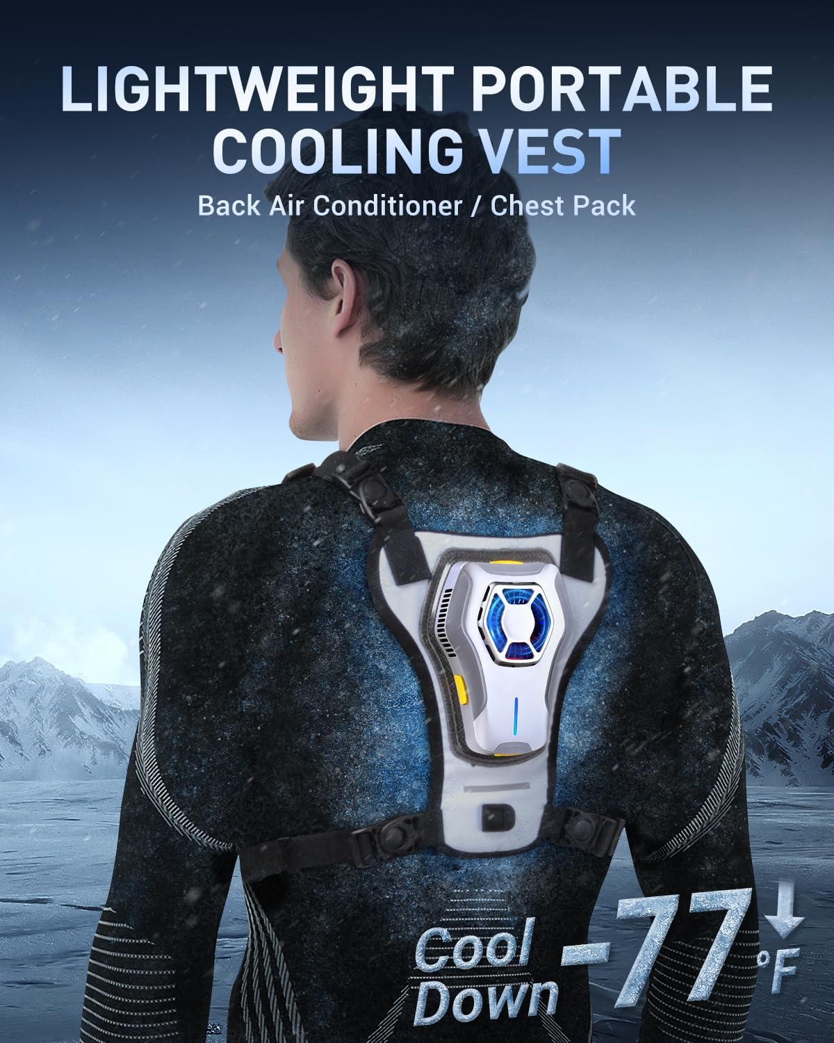 Battery-powered cooling vest in {color} with wearable design and 30000mAh battery pack for outdoor heat relief — view 2