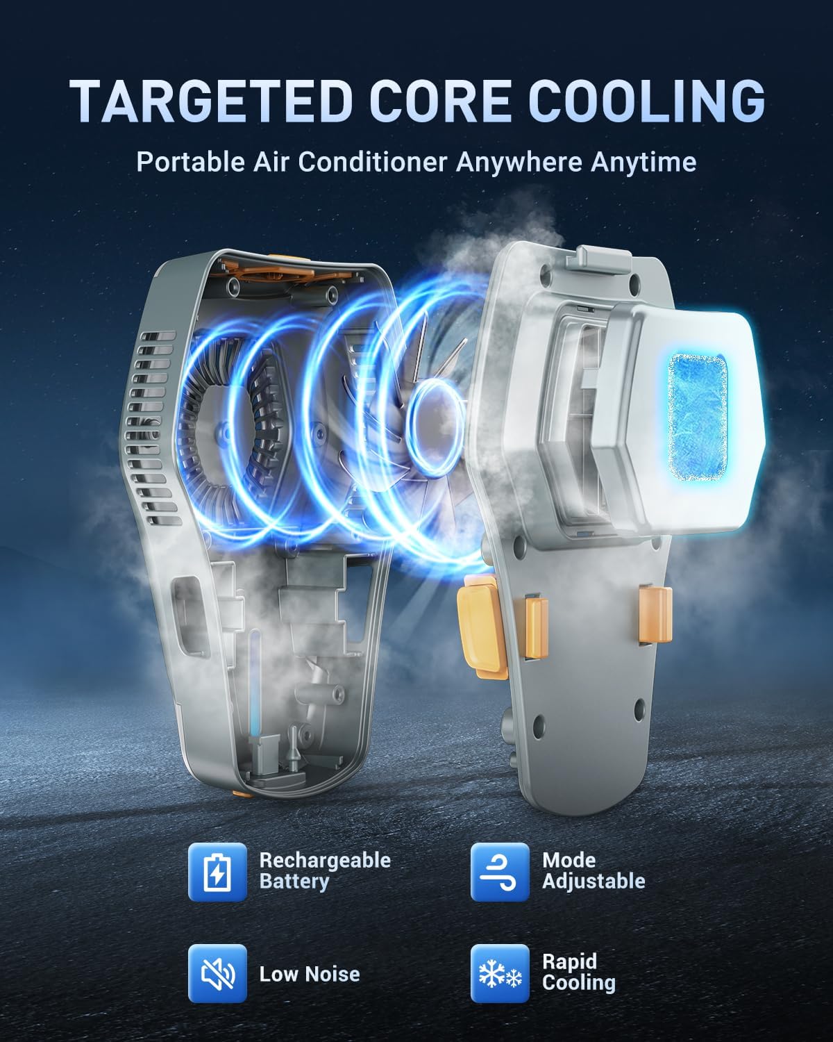 Battery-powered cooling vest in {color} with wearable design and 30000mAh battery pack for outdoor heat relief — view 3