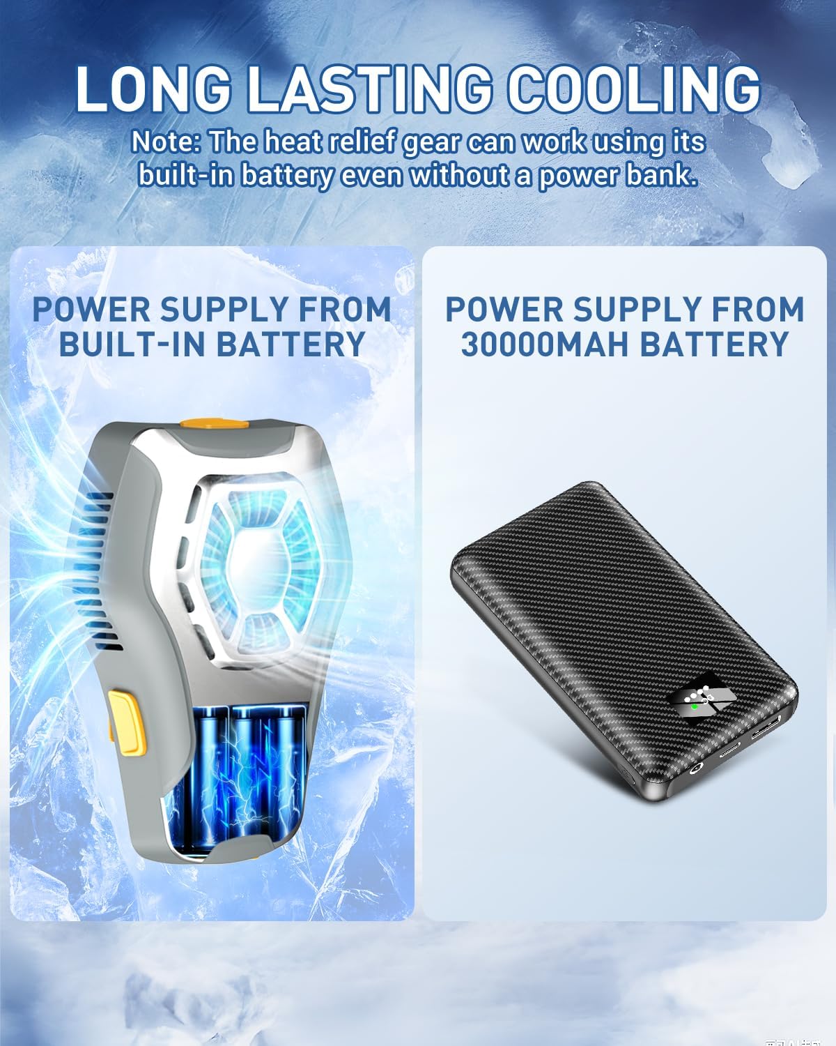 Battery-powered cooling vest in {color} with wearable design and 30000mAh battery pack for outdoor heat relief — view 2