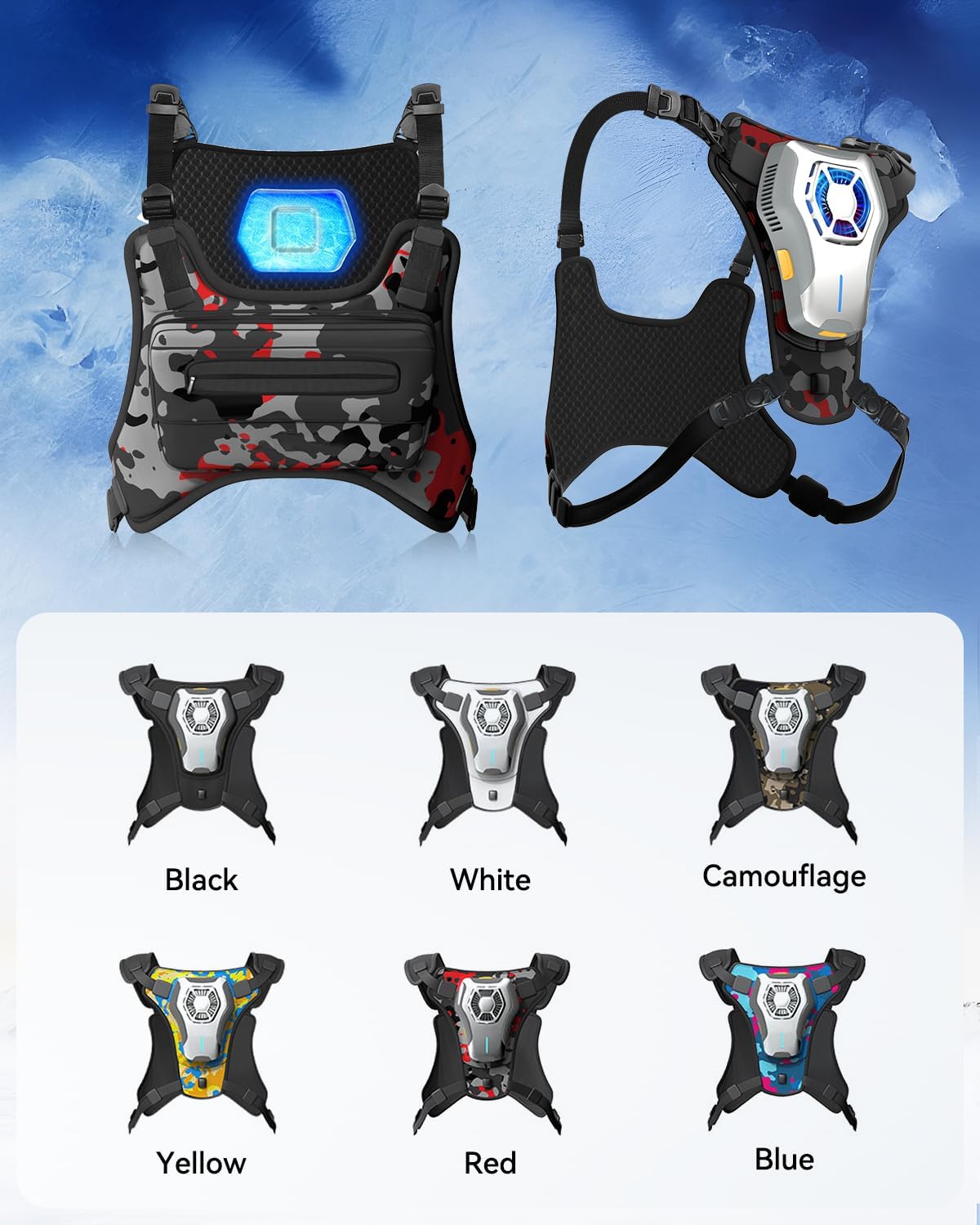 Battery-powered cooling vest in {color} with wearable design and 30000mAh battery pack for outdoor heat relief — view 4
