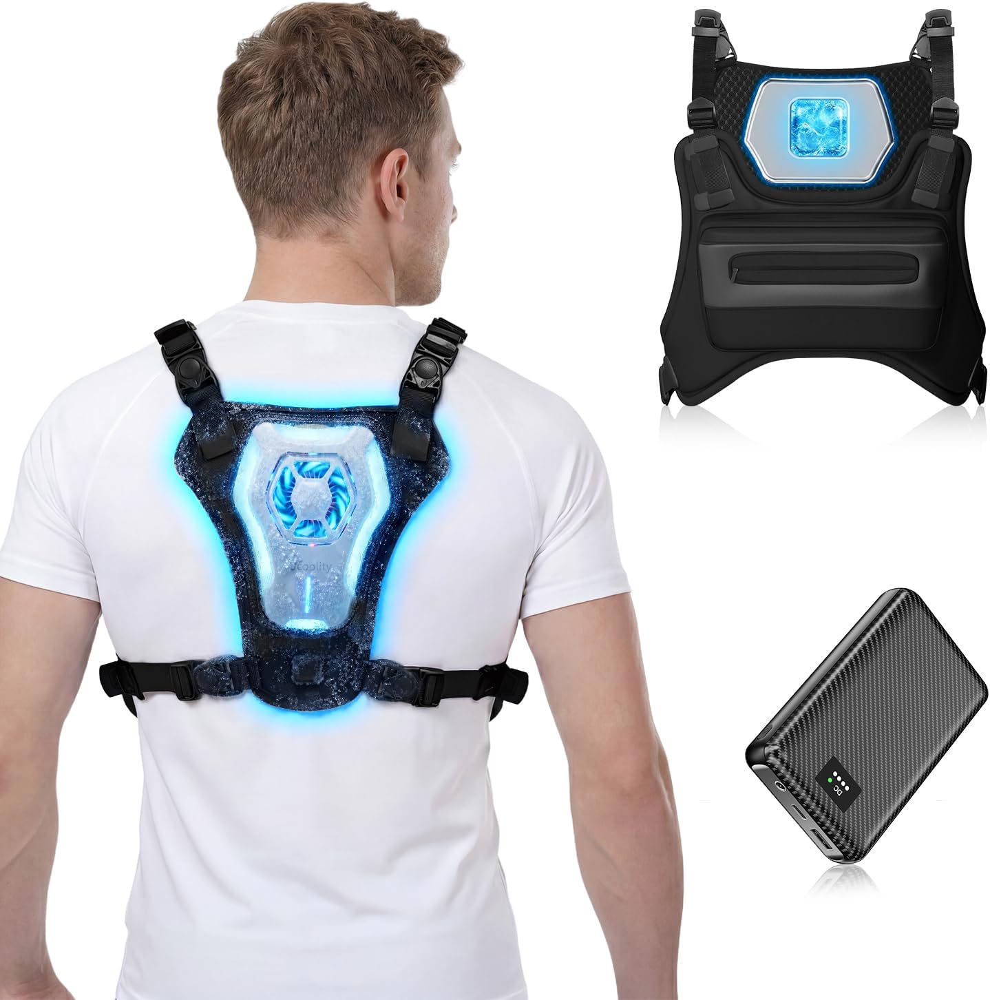 Battery-powered cooling vest in {color} with wearable design and 30000mAh battery pack for outdoor heat relief — view 5