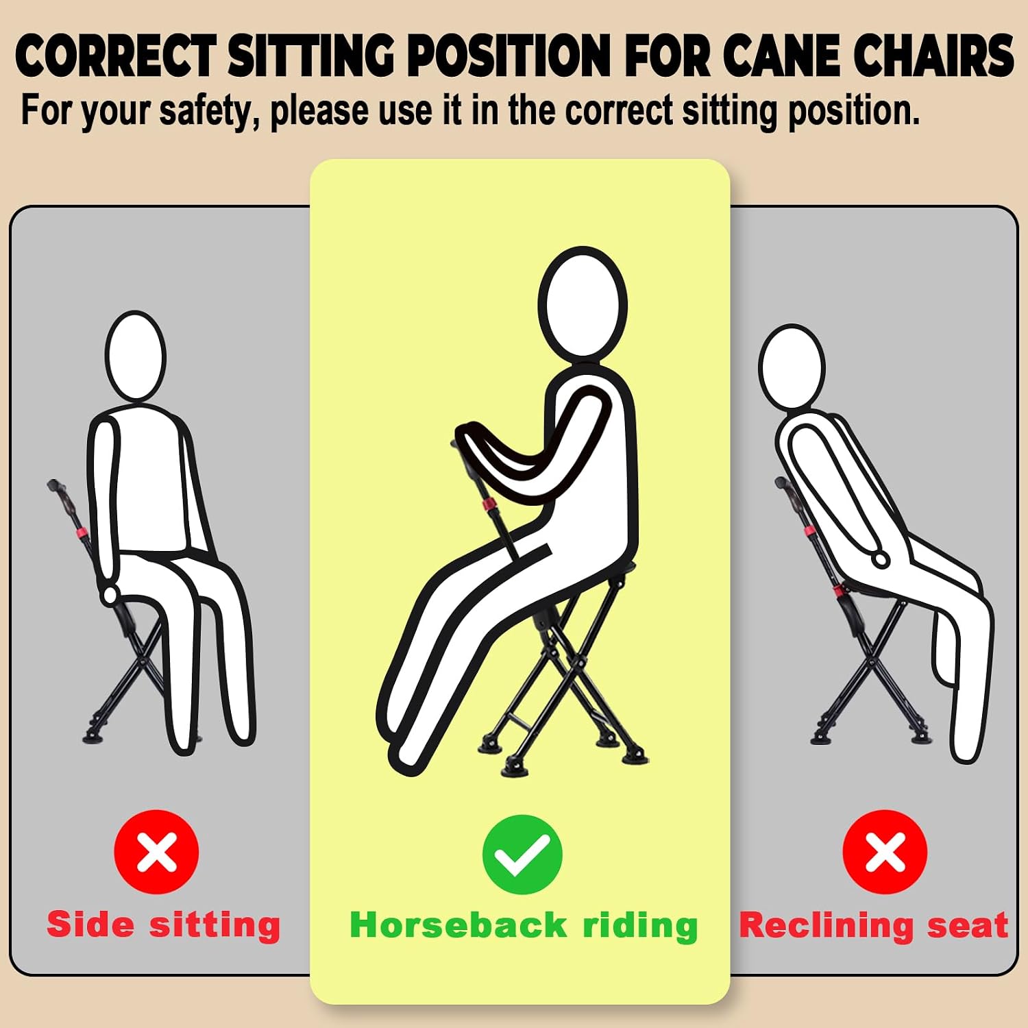 [Color] four-legged folding cane with integrated seat, lightweight aluminum frame with anti-slip grip — view 5