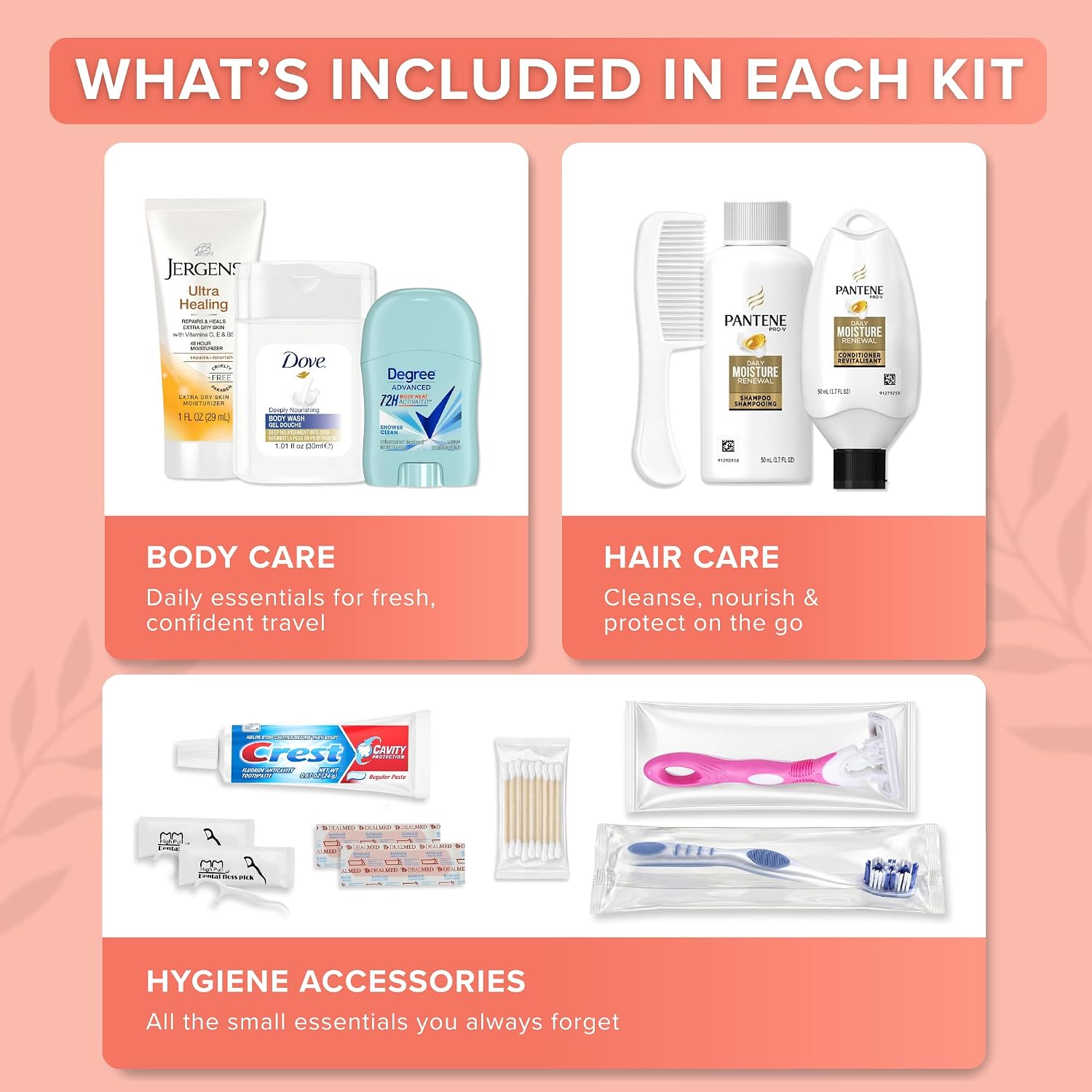 [Color] travel toiletry kit with TSA-compliant bottles and essentials, 50-pack bulk set — view 2