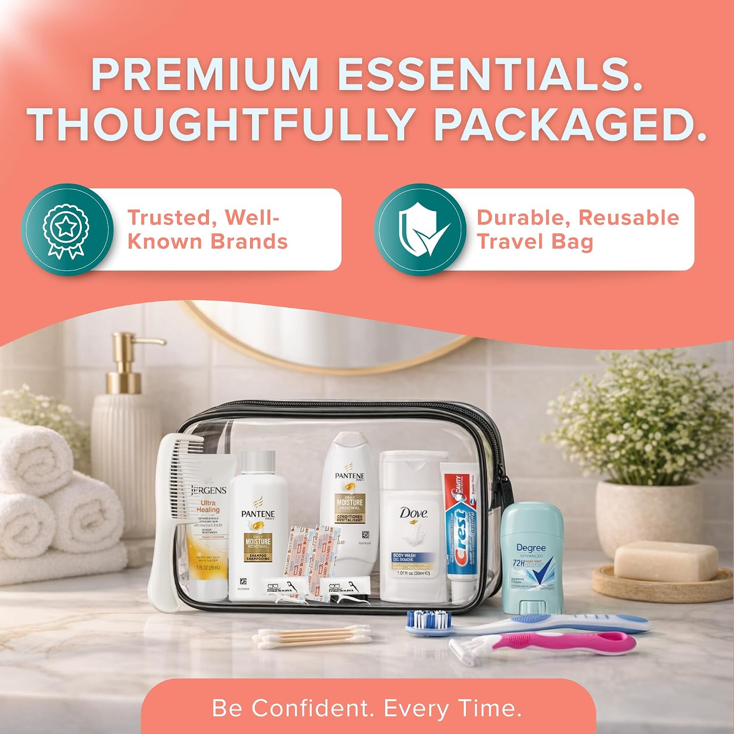 [Color] travel toiletry kit with TSA-compliant bottles and essentials, 50-pack bulk set — view 3