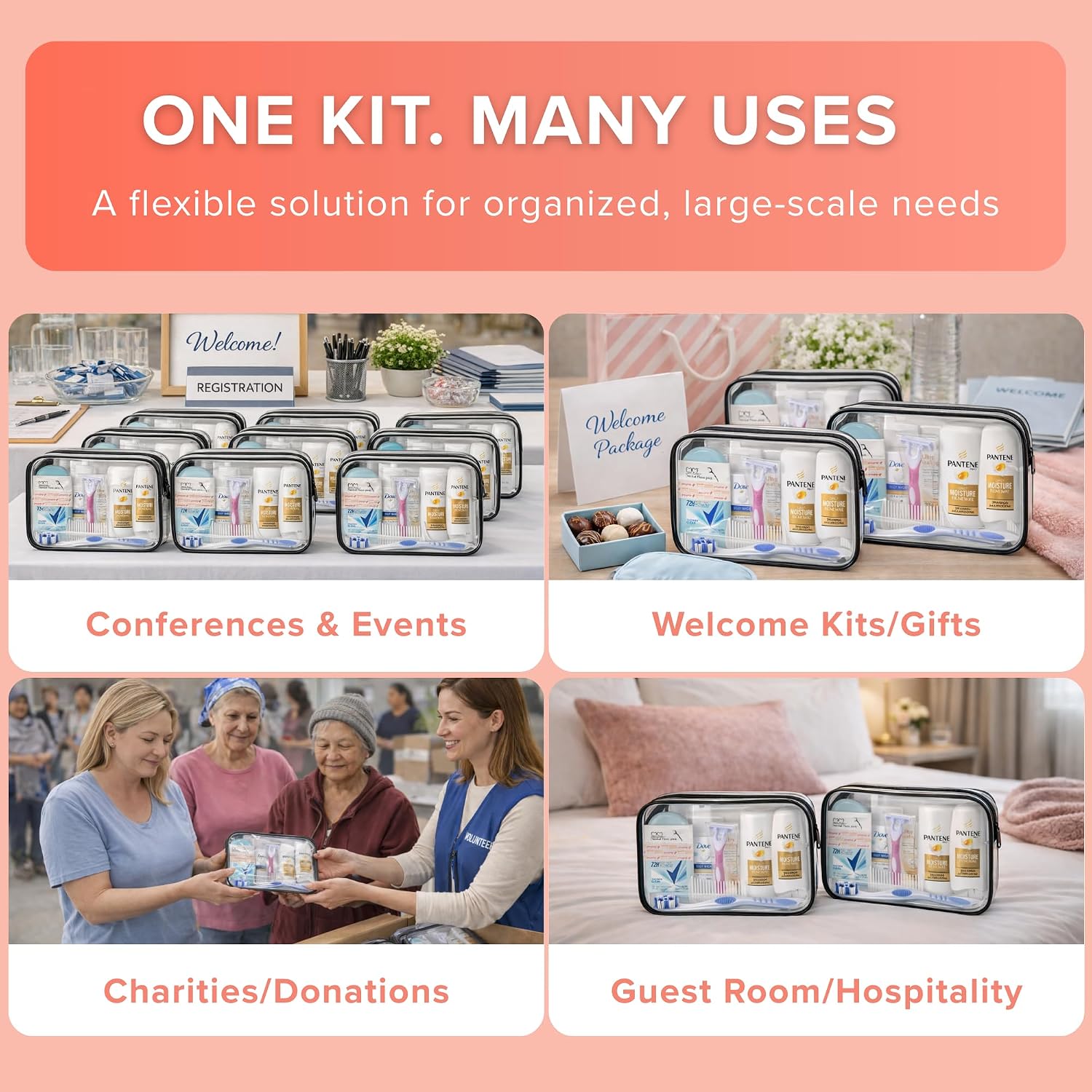 [Color] travel toiletry kit with TSA-compliant bottles and essentials, 50-pack bulk set — view 4
