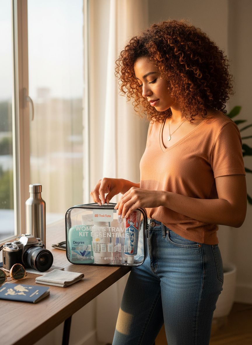 [Color] travel toiletry kit with TSA-compliant bottles and essentials, 50-pack bulk set — view 5a