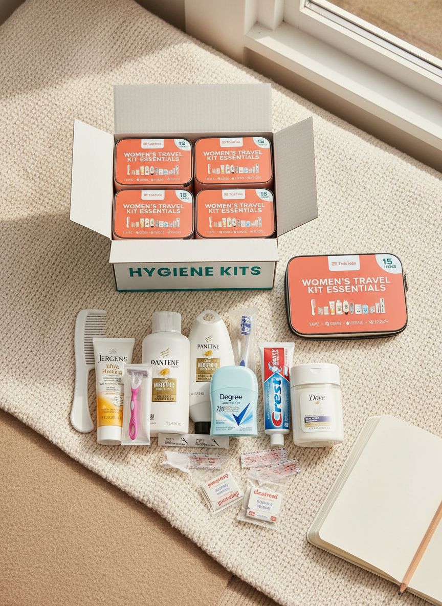 [Color] travel toiletry kit with TSA-compliant bottles and essentials, 50-pack bulk set — view 7a