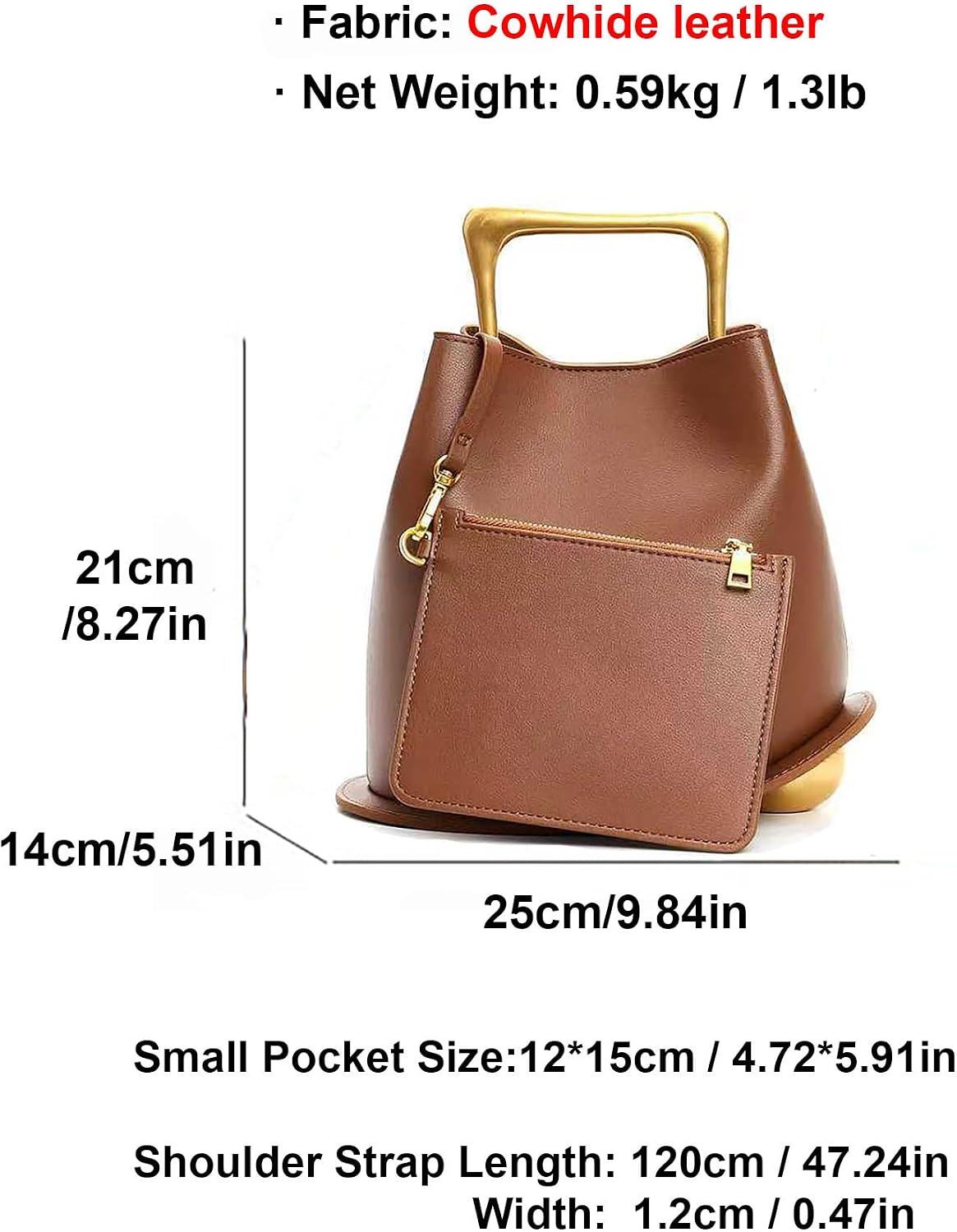 {color} PU leather bucket handbag with detachable crossbody strap and top handle, shown for business and travel use โ view 2
