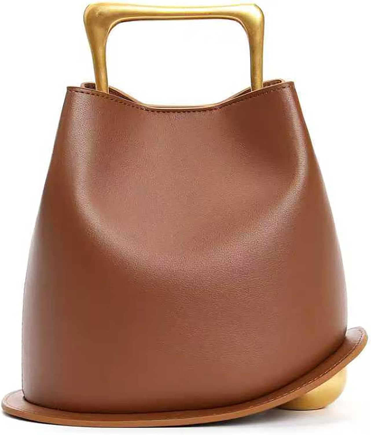 {color} PU leather bucket handbag with detachable crossbody strap and top handle, shown for business and travel use โ view 3