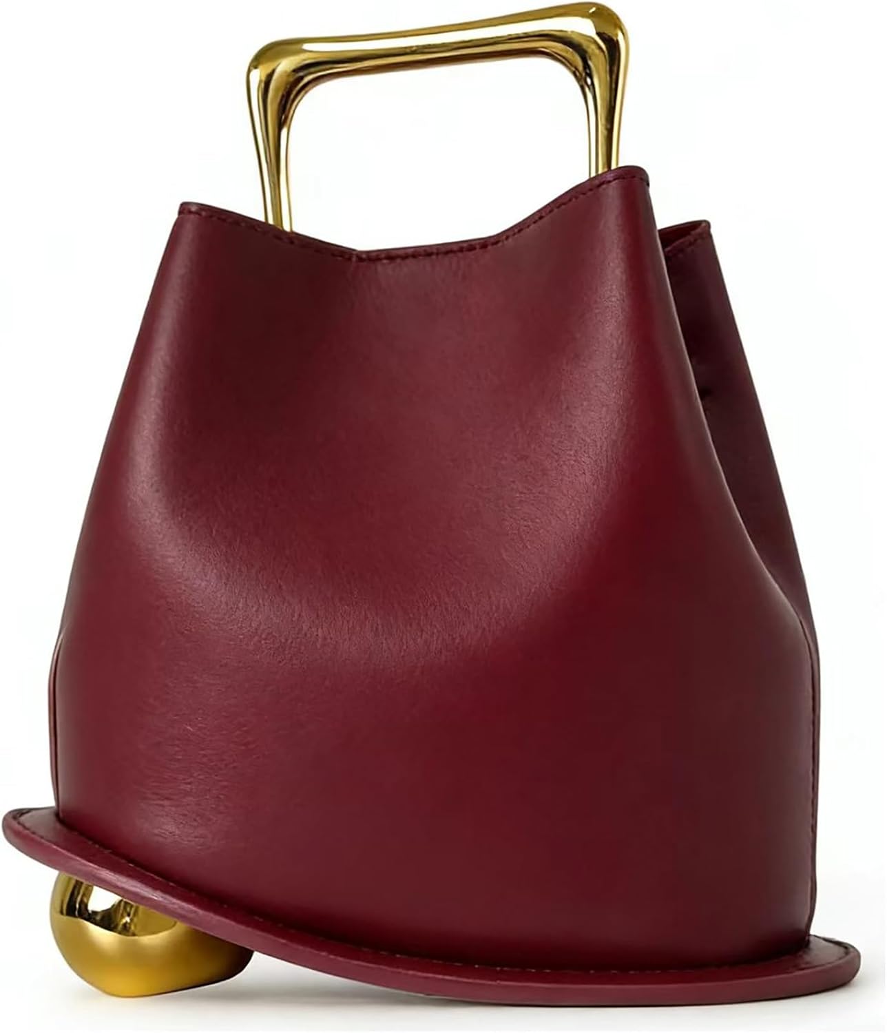 {color} PU leather bucket handbag with detachable crossbody strap and top handle, shown for business and travel use โ view 2
