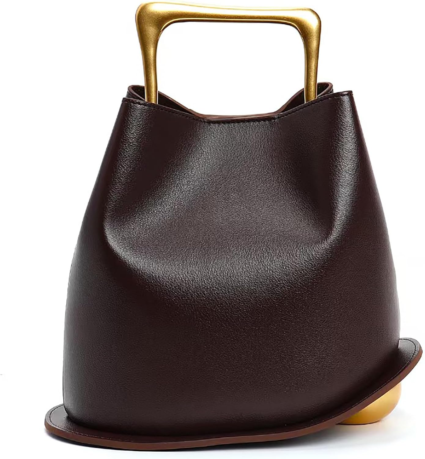 {color} PU leather bucket handbag with detachable crossbody strap and top handle, shown for business and travel use โ view 3