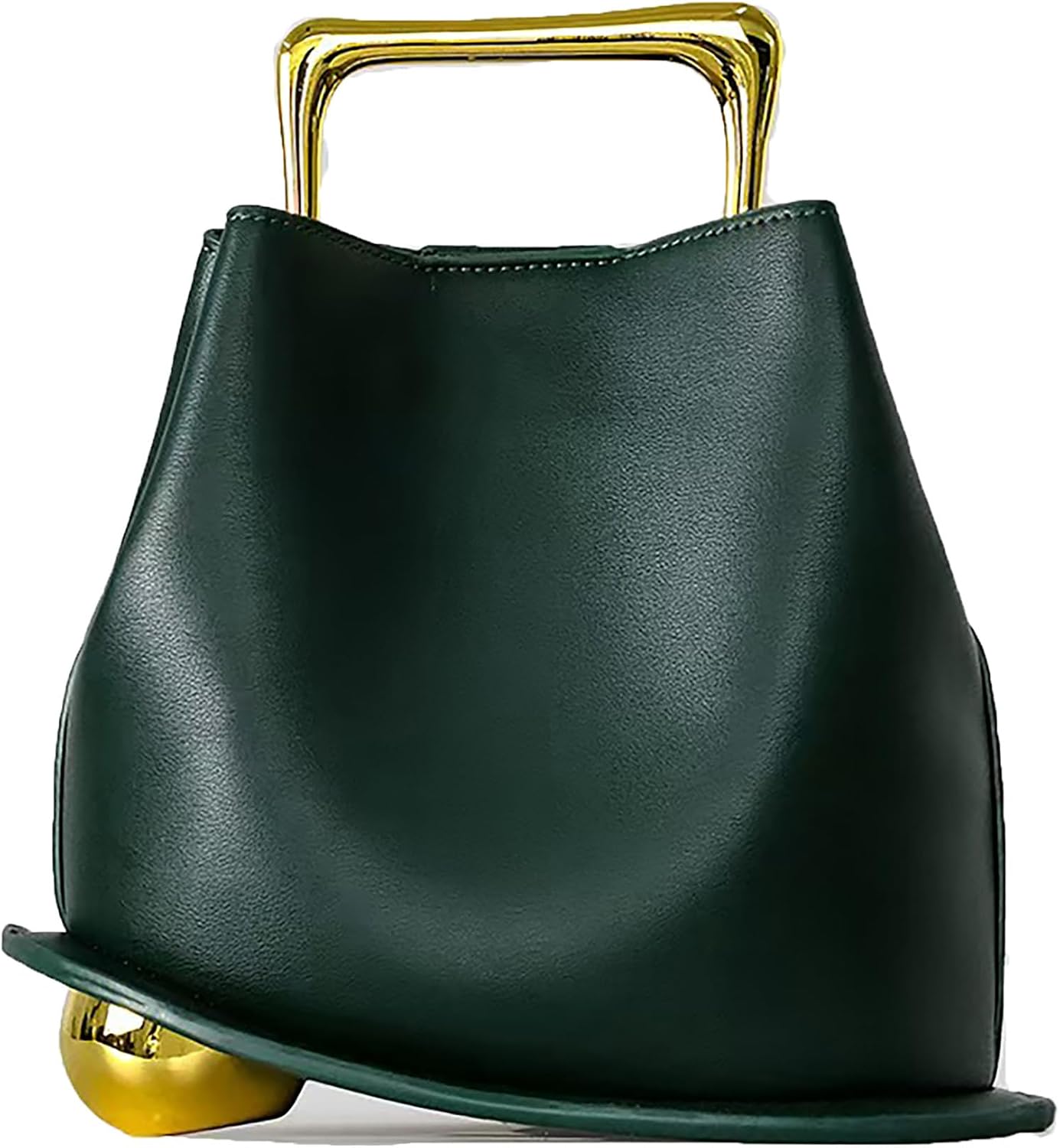 {color} PU leather bucket handbag with detachable crossbody strap and top handle, shown for business and travel use โ view 5a
