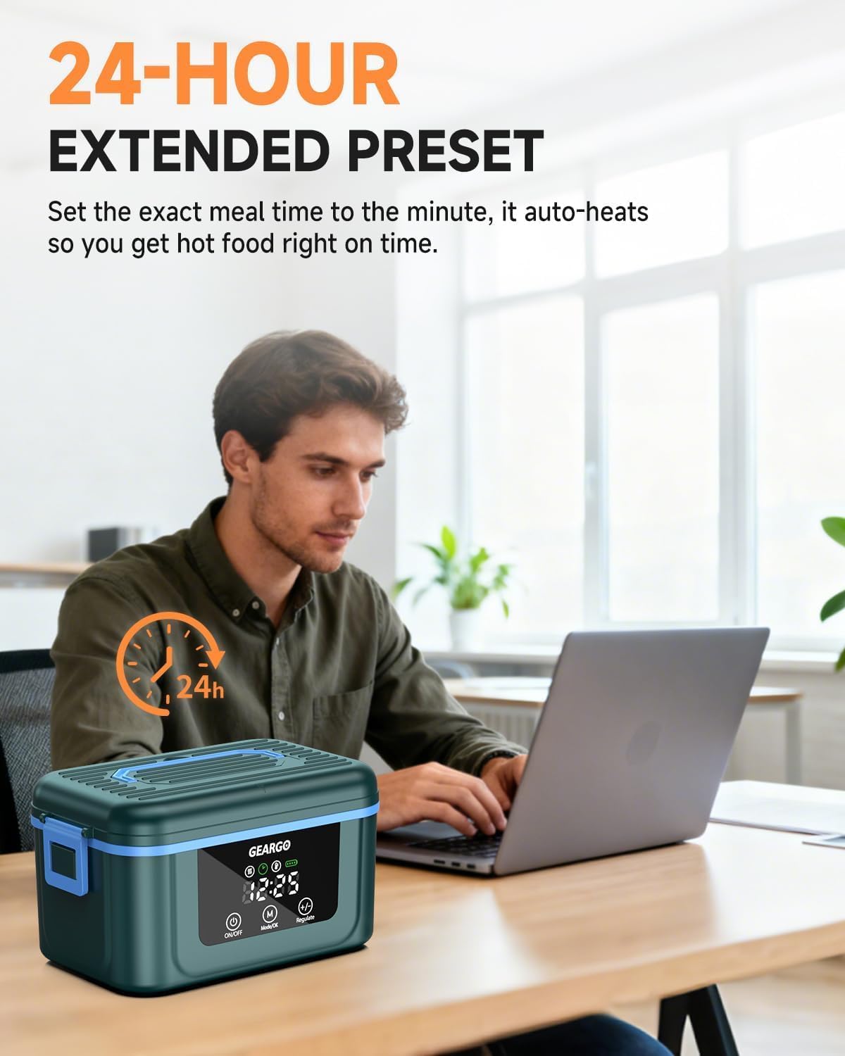 [Color] cordless electric lunch box with rechargeable battery, ice crystal compartment, and 6-cup capacity for heated meals — view 3