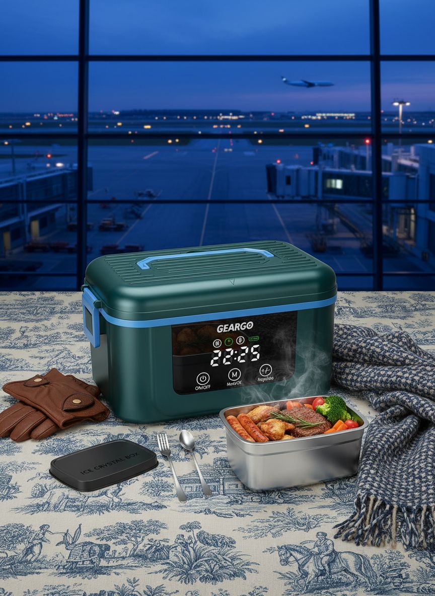 [Color] cordless electric lunch box with rechargeable battery, ice crystal compartment, and 6-cup capacity for heated meals — view 7a