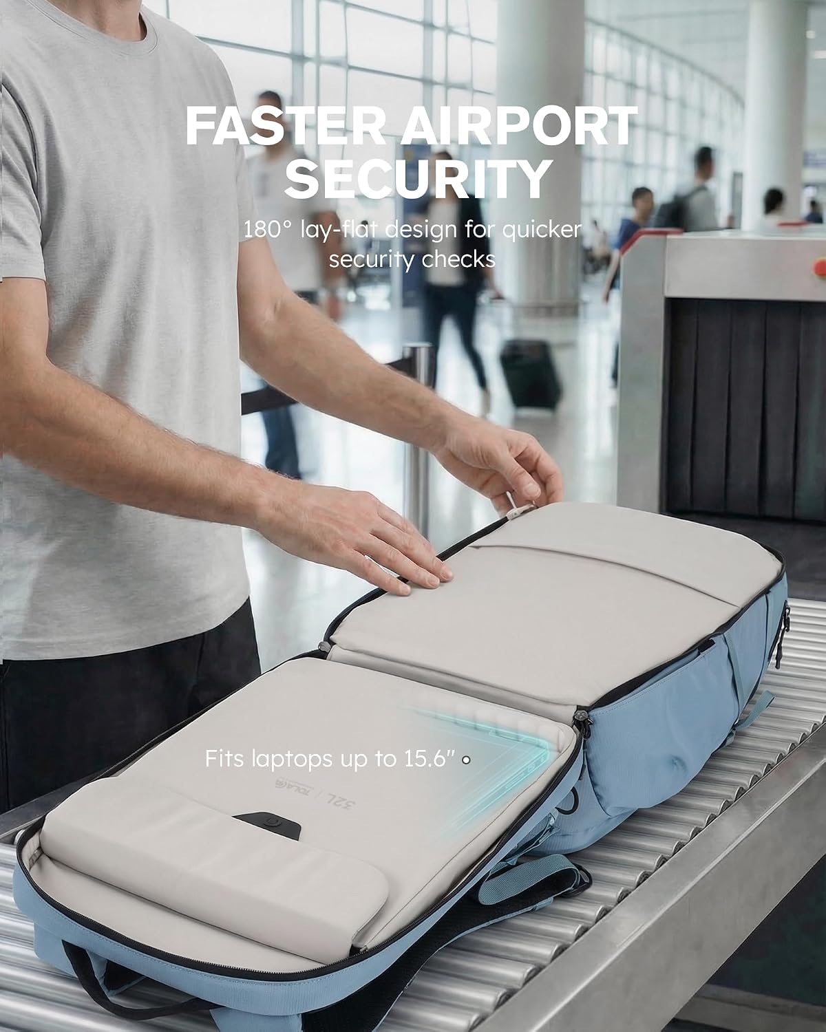 [Color] TSA-approved laptop backpack with water-resistant polyester exterior and dedicated laptop compartment — view 2