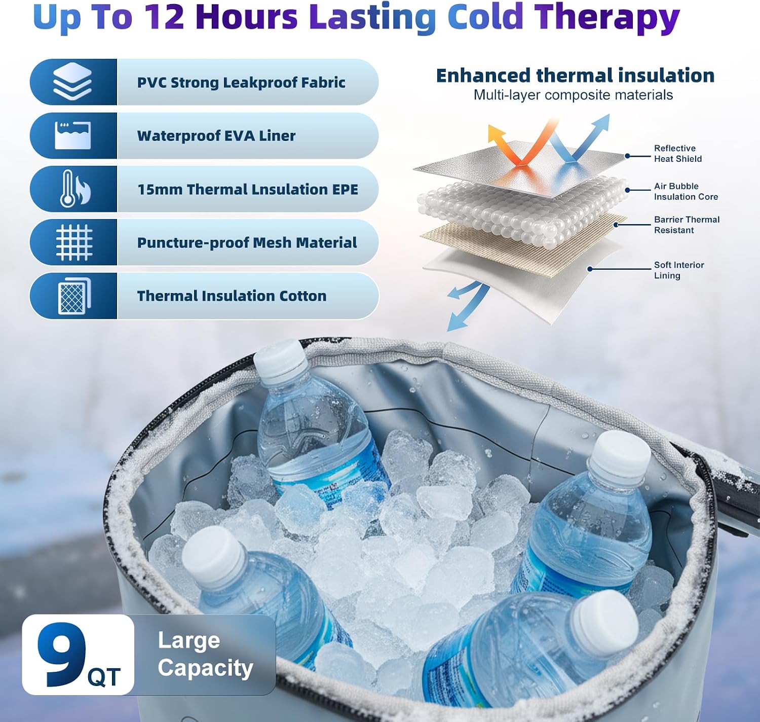 [Color] portable cold therapy machine with neoprene compression pad, displaying programmable timer interface for post-surgery pain relief — view 2