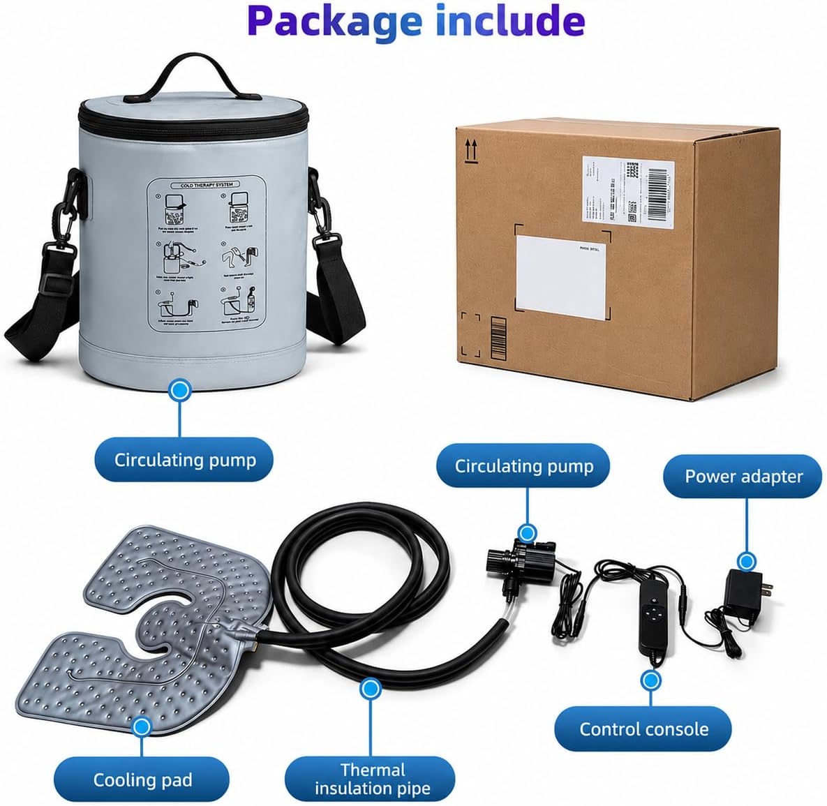 [Color] portable cold therapy machine with neoprene compression pad, displaying programmable timer interface for post-surgery pain relief — view 5