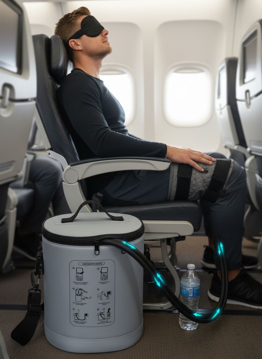 [Color] portable cold therapy machine with neoprene compression pad, displaying programmable timer interface for post-surgery pain relief — view 2