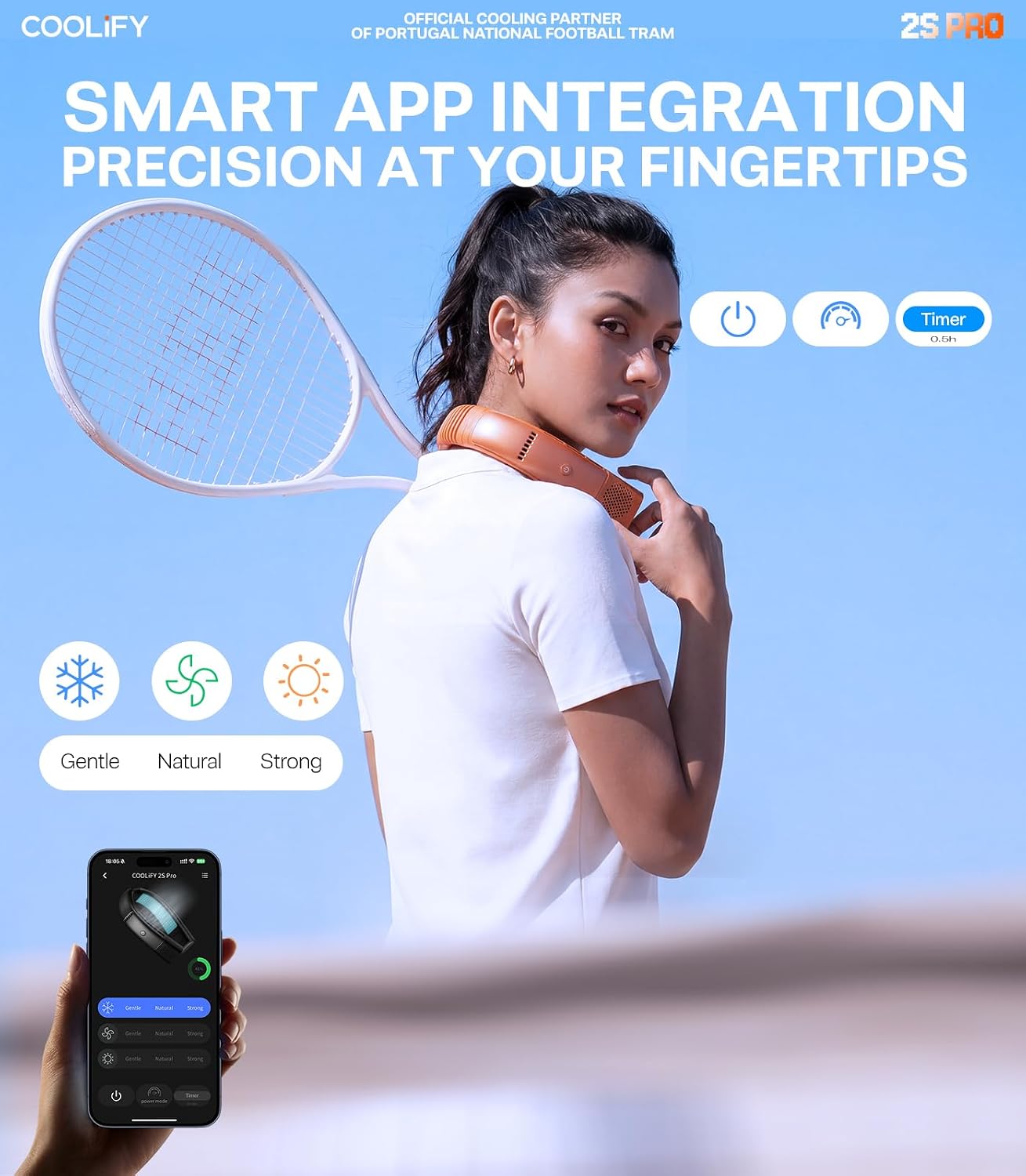 Compact wearable neck cooler with semiconductor cooling in {color}, featuring ice-feel silicone design for travel and outdoor activities — view 4