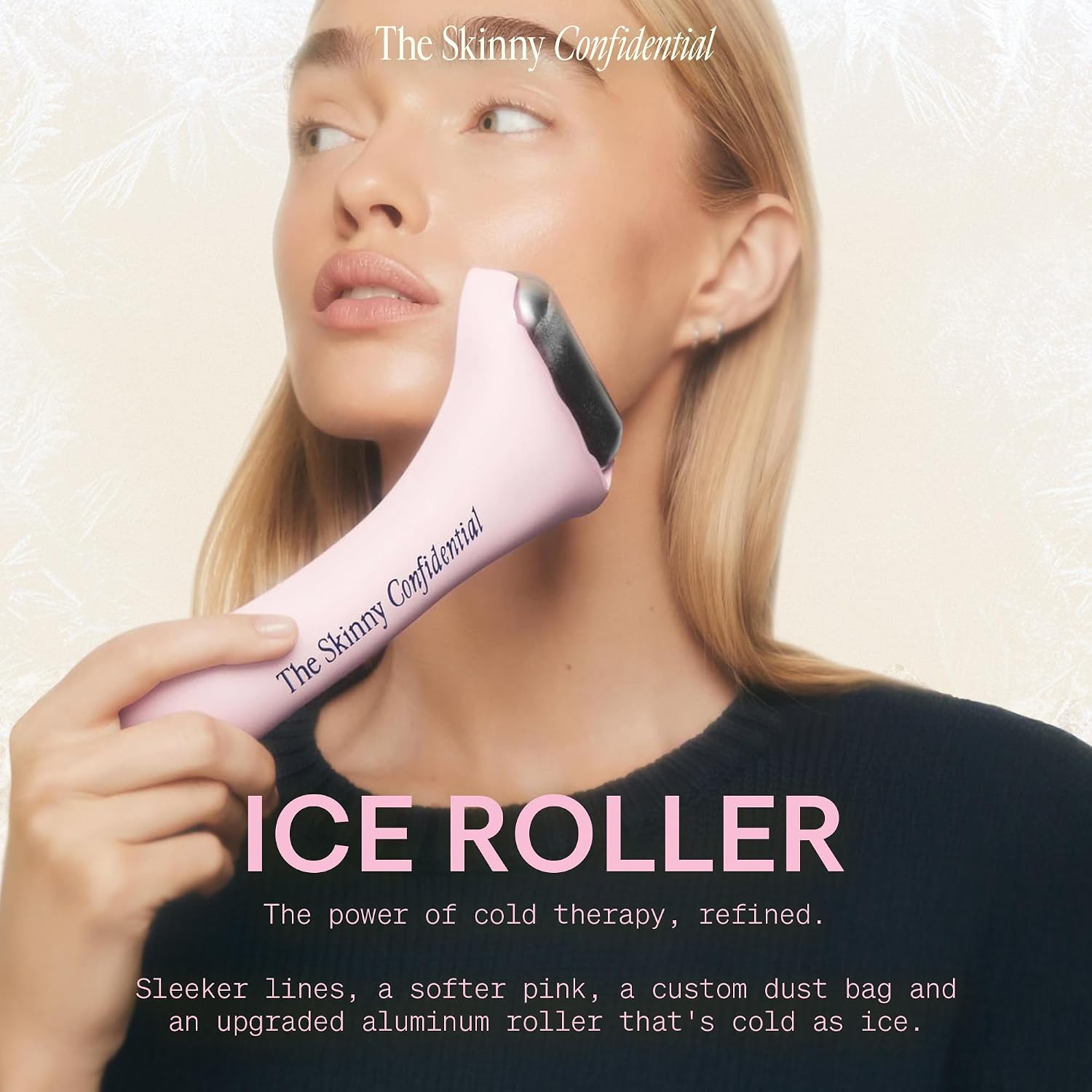 Stainless steel cooling ice roller in [color] with ergonomic handle, designed to reduce facial puffiness and redness — view 2