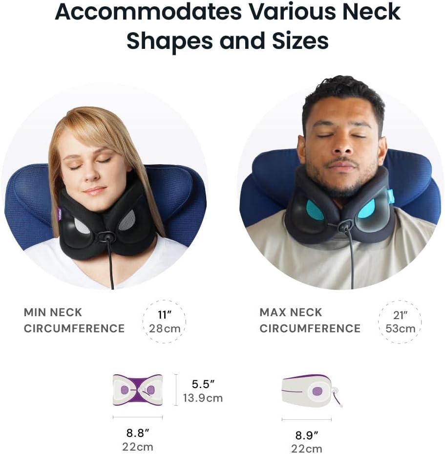 Cabeau Evolution X memory foam travel neck pillow in dark blue and light blue with ergonomic support design and included carry bag — view 5