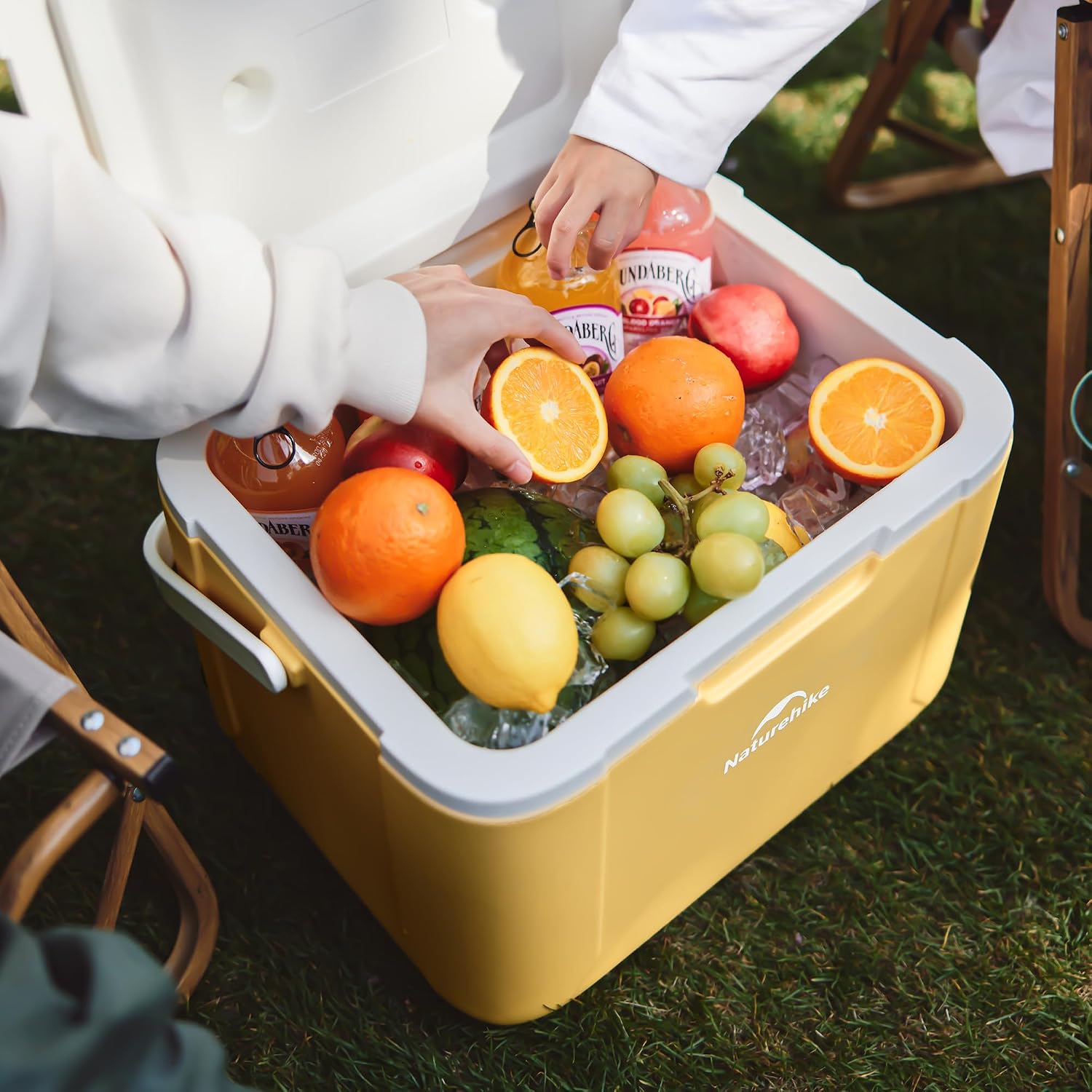 {color} hardshell ice cooler with insulated design, shown in {size}-quart capacity for outdoor camping and beach trips — view 2