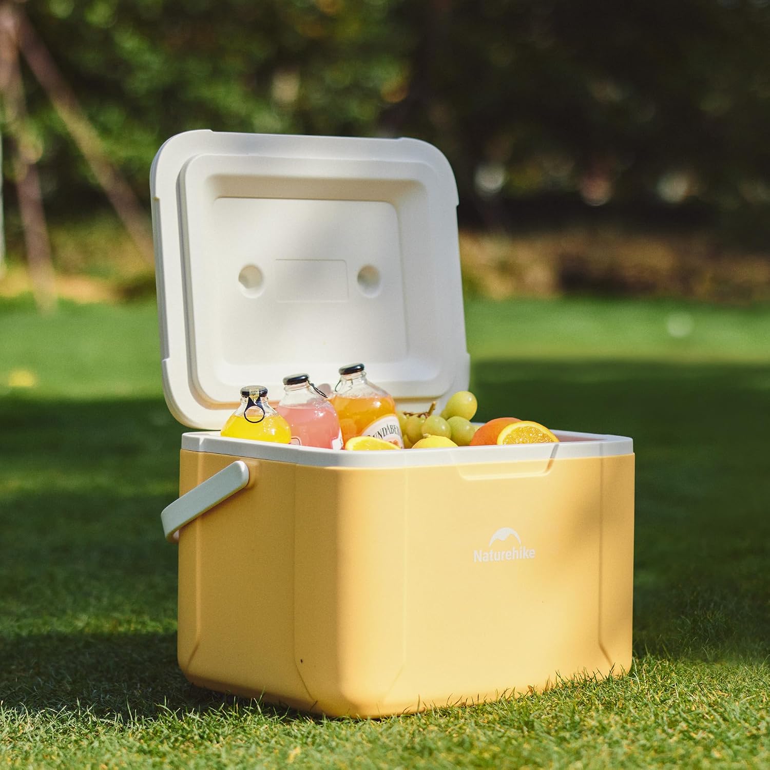 {color} hardshell ice cooler with insulated design, shown in {size}-quart capacity for outdoor camping and beach trips — view 3a